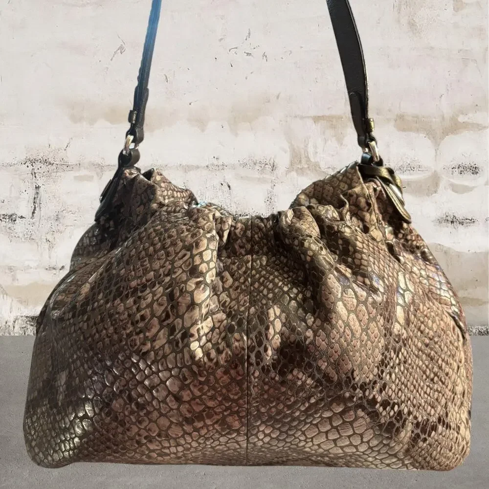 Brighton Peuter Snake Print Hobo Shoulder Bag with Dust Bag